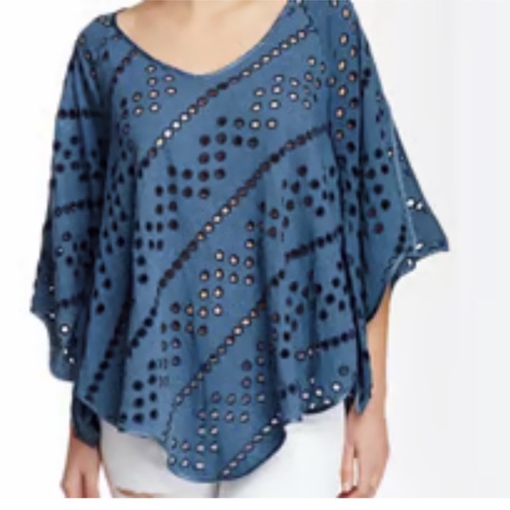 Free People Blue Eyelet Blouse